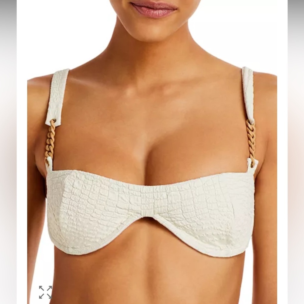 NWT Anthropologie Revel Rey Inez Uma Croc Textured Chain Cream Bikini Resort M - Picture 3 of 5